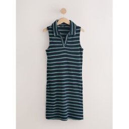 Next Robe polo mini en éponge à rayures bleu M (FR 42-44)