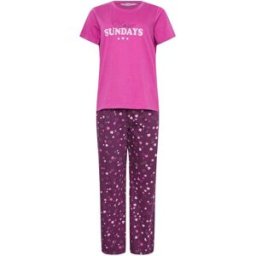 M & Co M & Co Slow Sundays Short Sleeve Wide Leg Pyjamas Set Rose FR 52-54 (EU 50-52)