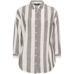 Yours Curve Yours Curve Long Sleeve Linen Blend Shirt Brun FR 52-54 (EU 50-52)