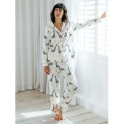 Chelsea Peers Chelsea Peers Giraffe Button Up Long Pyjama Set crème FR 40 (EU 38)