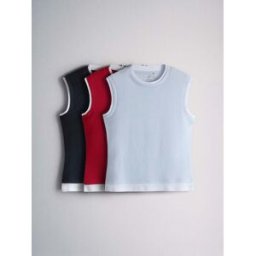 The Set The Set 3 Gilets semi-transparents doux au toucher à Couche fantaisie rouge L (FR 46-48)