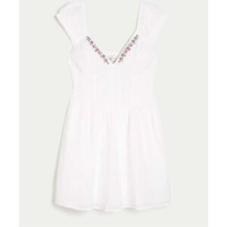 Hollister Hollister Boho Cap Sleeve Embroidered Mini Dress pâle L (FR 46-48)