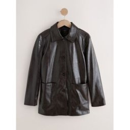 Next Faux Leather Button Through Jacket Brun L Petite (FR 46-48)