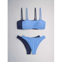 The Set The Set 2 Ensemble de bikini bandeau à bretelles bleu M (FR 42-44)