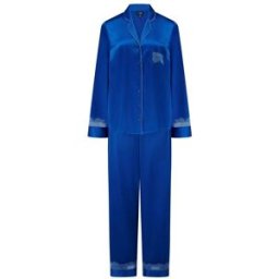 Pour Moi Pour Moi Dusk Satin and Lace Cuban Collar Pyjamas Set bleu FR 50 (EU 48)