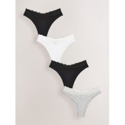 Next Lot de 4 culottes en coton et dentelle Noir FR 40 (EU 38)