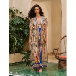 Lipsy Paréo de plage imprimé Lipsy, kimono Maxi Ceinturée pâle XS (FR 34-36)