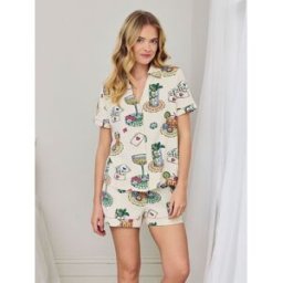 Chelsea Peers Chelsea Peers Socialite Soirée Print Short Pyjamas Set naturel FR 46 (EU 44)