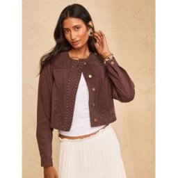 Love & Roses Veste Love & Roses en jean avec détails Cornelli Brun FR 46 (EU 44)