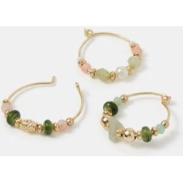 Accessorize Accessorize Mini Beaded Hoop Earrings 3-Pack doré Un an