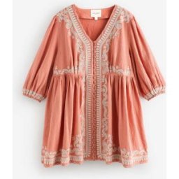 Laura Ashley Laura Ashley Embroidered Cotton Mini Dress Rose FR 44 (EU 42)