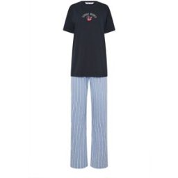 Long Tall Sally Long Tall Sally Short Sleeve Wide Leg Pyjamas Set bleu FR 44-46 Tall (EU 42-44 T)