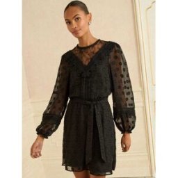 Love & Roses Love & Roses Spot Jacquard Mini Dress Noir FR 46 (EU 44)