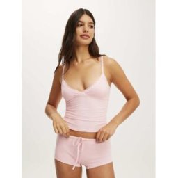 Cotton On Cotton On Dreamy Soft Triangle Cami & Tie Micro Short Set Rose S (FR 38-40)