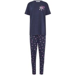Long Tall Sally Long Tall Sally Short Sleeve Cuffed Pyjamas Set bleu FR 44-46 Tall (EU 42-44 T)