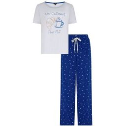 Pour Moi Pour Moi Cotton Jersey Croissant Trouser Pyjamas Set bleu FR 38 (EU 36)