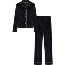 Pour Moi Pour Moi Velour Cuban Collar Pyjamas Set Noir FR 40 (EU 38)