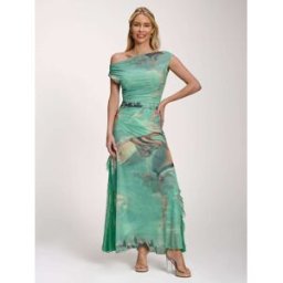 Jolie Moi Jolie Moi Lace Insert Ruched Mesh Maxi Dress vert FR 44 (EU 42)
