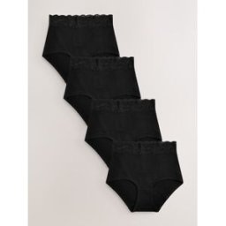 Next Lot de 4 culottes en coton et dentelle Noir FR 40 (EU 38)