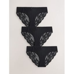 Next Culotte invisible à dos en dentelle, sans marques de sous-vêtements 3 Pack Noir FR 40 (EU 38)