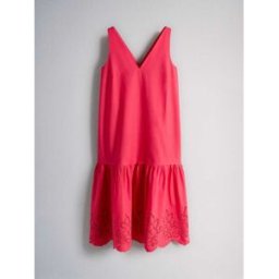 The Set Robe Mi-long en coton brodé The Set rouge S (FR 38-40)