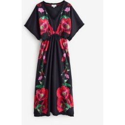 B by Ted Baker B by Ted Baker Robe caftan de plage en viscose et lin Mélange Noir M (FR 42-44)