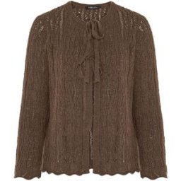 Yours Curve Yours Curve Tie Front Crochet Cardigan Brun FR 56-58 (EU 54-56)