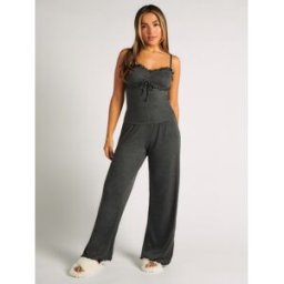 Boux Avenue Boux Avenue Frill Ribbed Cami Pyjamas Set Gris FR 46 (EU 44)
