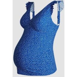 Jojo Maman Bébé JoJo Maman Bébé Maternity Spot Frill Shoulder Tankini Set bleu S (FR 38-40)