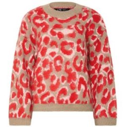 Long Tall Sally Long Tall Sally Leopard Print Knitted Jumper rouge FR 44-46 Tall (EU 42-44 T)