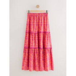 Next Jupe longue à volants en coton Rose FR 48 Short (EU 46 S)