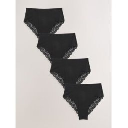 Next Lot de 4 culottes en coton et dentelle Noir FR 40 (EU 38)