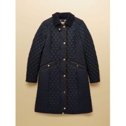 Joules Joules Rosewell Longline Diamond Quilted Showerproof Coat bleu FR 56 (EU 54)