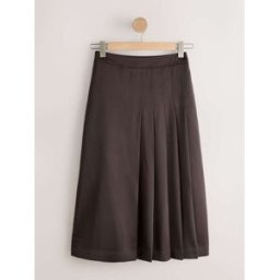 Next Kilt mi-long plissé en satin Brun FR 48 Tall (EU 46 T)