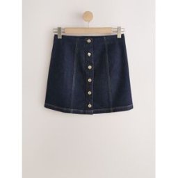 Next Mini-jupe Denim boutonnée Or bleu FR 40 Tall (EU 38 T)