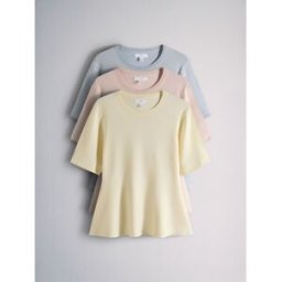 The Set Ensemble 3 T-shirt péplum en maille fine Rose XL (FR 50-52)