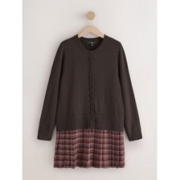 Next Long Sleeve Cardigan 2 in 1 Mini Dress Brun S XL Grand (EU 36-38)