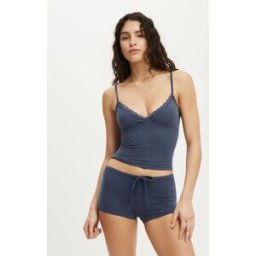 Cotton On Cotton On Dreamy Soft Triangle Cami & Tie Micro Short Set bleu S (FR 38-40)
