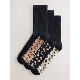 Next Chaussettes de sport cheville à semelle coussinée et imprimé animal 3 Pack Noir Un an