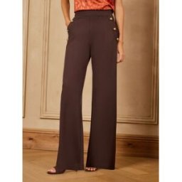 Love & Roses Love & Roses Button Detail Wide Leg Ponte Trousers Brun FR 38 (EU 36)