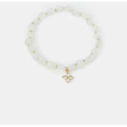 Accessorize Accessorize 14ct Gold-Plated Clear Quartz Beaded Charm Bracelet pâle Un an