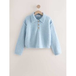 Next Pull polo bouclé à manches longues bleu XXL Regular (FR 54-56)