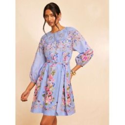 Love & Roses Love & Roses Lace Trim Crew Neck Mini Dress bleu FR 48 (EU 46)