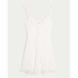 Hollister Hollister Lace Ruffle V-Neck Mini Dress crème M (FR 42-44)