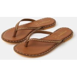 Accessorize Accessorize Stitched Studded Leather Sandals Brun EU 41 (UK 8)