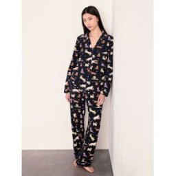 Chelsea Peers Chelsea Peers Cotton Halloween Dogs Print Short Pyjamas Set bleu FR 40 (EU 38)