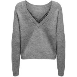 ONLY ONLY Lace Detail Reversible Knit Jumper Gris FR 40 (EU 38)