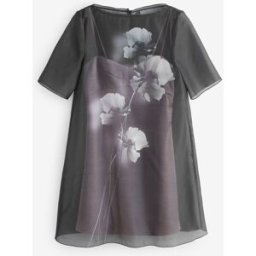 Ted Baker Ted Baker Fallyn Printed Organza Overlay Mini T-Shirt Dress Noir FR 40 (EU 38)
