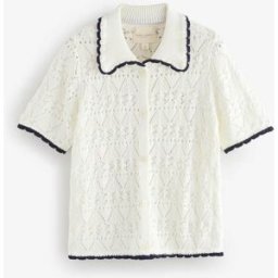 Laura Ashley Laura Ashley Button Through Polo Shirt crème S (FR 38-40)