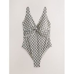 Next Maillot de bain plongeant gainant crème FR 38 Tall (EU 36 T)